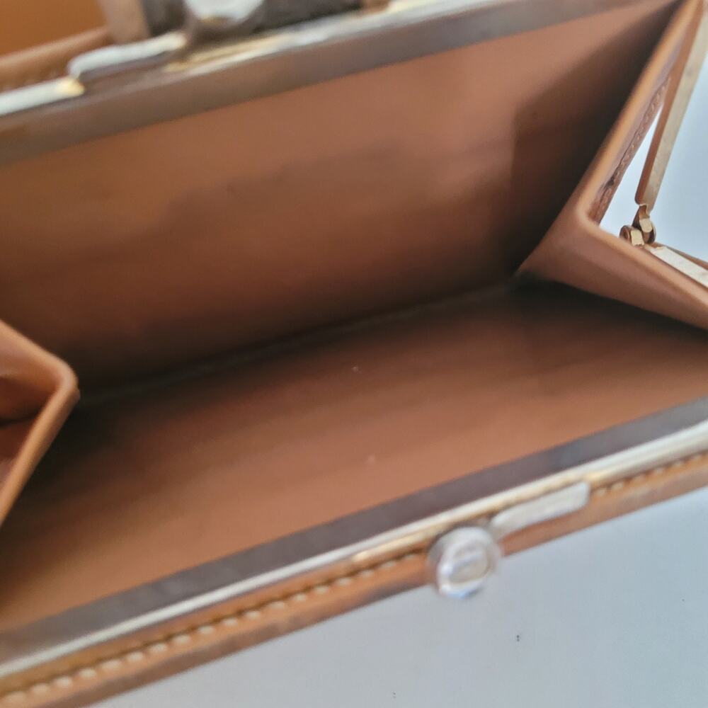 GUCCI Vintage GG Wallet Medium Bifold Brown Coin Bill Purse Kisslock Leather - Picture 7 of 13